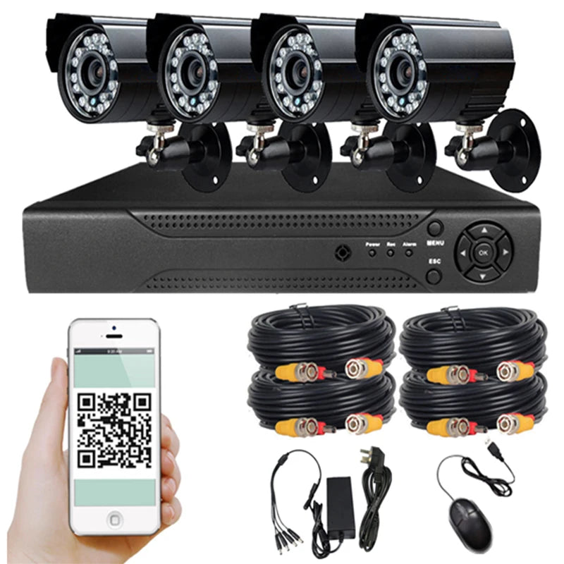 CCTV System Infrared Night Vision 4CH 1080P AHD DVR Kit 4pcs Waterproof Camera Motion Alarm Video Surveillance Outdoor Security