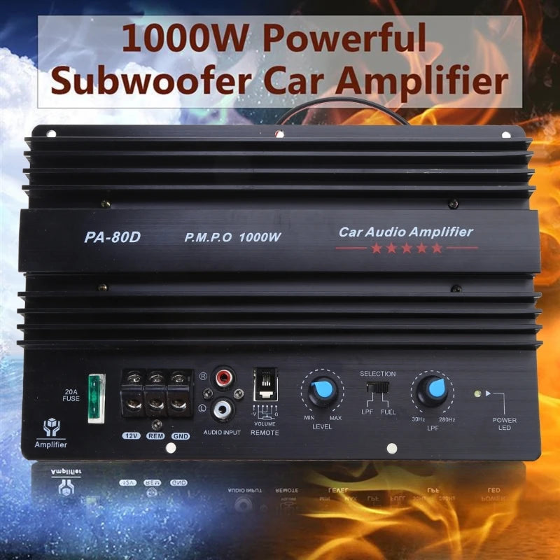 Universal 1000W 12V Mono High Power Amplifier Strong Bass Subwoofers Amp Improve Vehicle Entertainment Low Frequencies Dropship